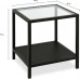 Тумба приставна в стилі MSMLOFT 550х500х500 мм металева Чорний/Скло