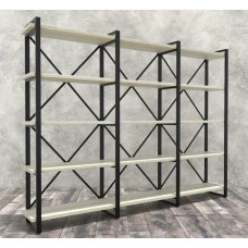 Стеллаж Айсберг 240х182-4 чорний/білий MSMLOFT