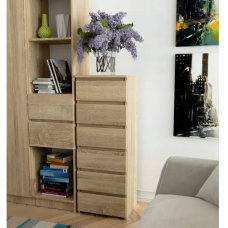 Комод, дуб сонома, 6 шухляд, високий