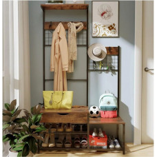 Вішалка 4-в-1 з шухлядою для зберігання, лавкою для батьків і дітей у передпокої