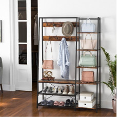 Стійка для передпокою з лавкою для зберігання речей і 9 гачками