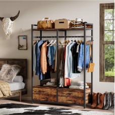 Стелаж-органайзер, вішалка для одягу з ящиками та полицями