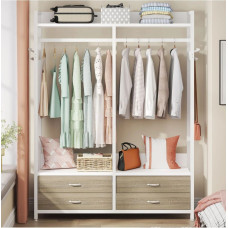 Стелаж-органайзер, вішалка для одягу з ящиками та полицями