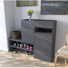 Тумба-підставка для взуття у прихожу з дверцятами та шухлядою, антрацитовий