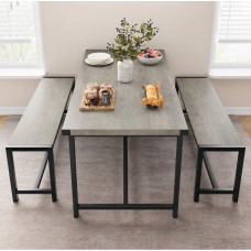 Набір обіднього столу на 4 персони з 2 металевими лавками
