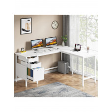 Письмовий стіл L-подібний кутовий із ящиками , білий