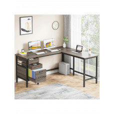 Письмовий стіл L-подібний кутовий з шухлядами, сірий