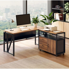 Письмовий стіл Г-подібний з полицями та мобільною шафою для файлів