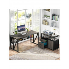 Письмовий стіл Г-подібний з полицями та мобільною шафою для файлів