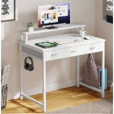 Комп’ютерний стіл з висувними ящиками підставкою для монітора та гачками