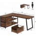 Стіл L-подібний із 3 висувними ящиками та полицями Стіл L-подібний із 3 висувними ящиками та полицями