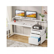 Письмовий стіл MSM з ящиками та підставкою для монітора, Білий
