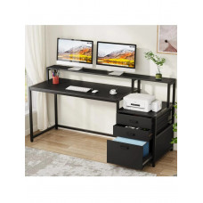 Письмовий стіл MSM з ящиками та підставкою для монітора, чорний