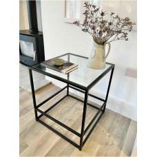 Журнальний столик Aria Glass Metal скляний, чорний