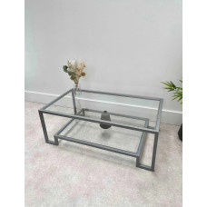 Журнальний столик Hudson Glass металевий, сірий