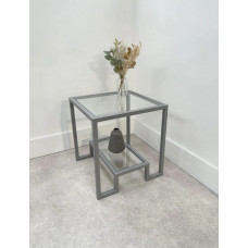 Журнальний столик Hudson Glass металевий, сірий