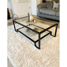 Журнальний столик Hudson Glass металевий, чорний