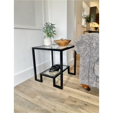 Журнальний столик Hudson Glass металевий, чорний