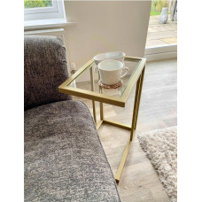 Журнальний столик скляний для дивана, золотий