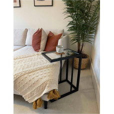 Журнальний столик скляний для дивана, чорний