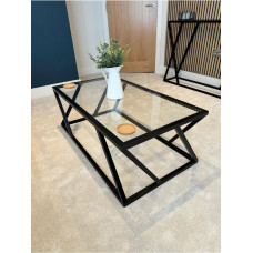 Журнальний столик скляний/металевий
